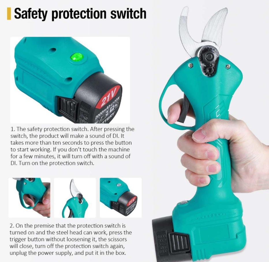 China Supplier 30mm Brushless Electric Pruning Shears 600W Power Overload Protection