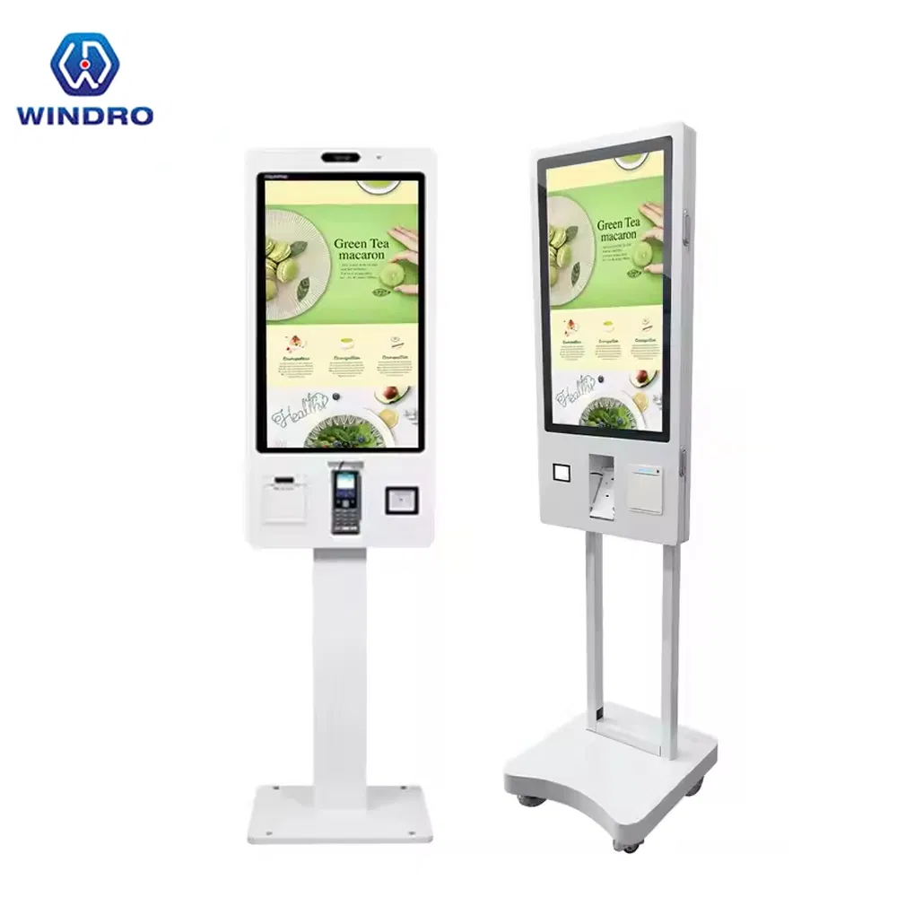 Android or Windows OS 24 27 32 Inch Self-Service Totem Capacitive Touch Thermal Printer Self Ordering Kiosk in Restaurant
