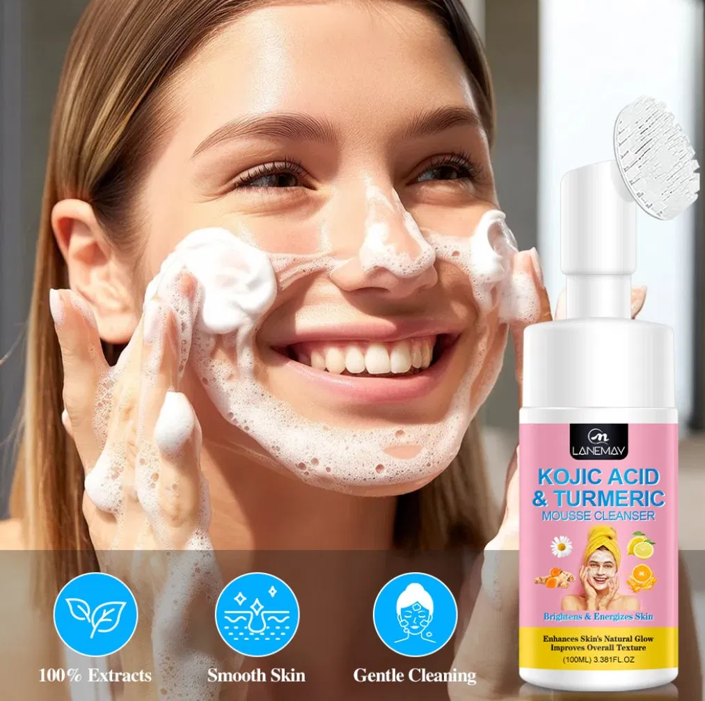 Online Wholesale and Retail Wash Acne Pimple Dark Spot Removal Deep Cleaning Facial Whitening Kojic Acid Turmeric Facial Scrub Cleanser