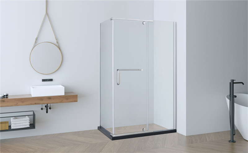 8mm Tempered Glass Shower Stall with Hinge Door and Artificial Stone Base