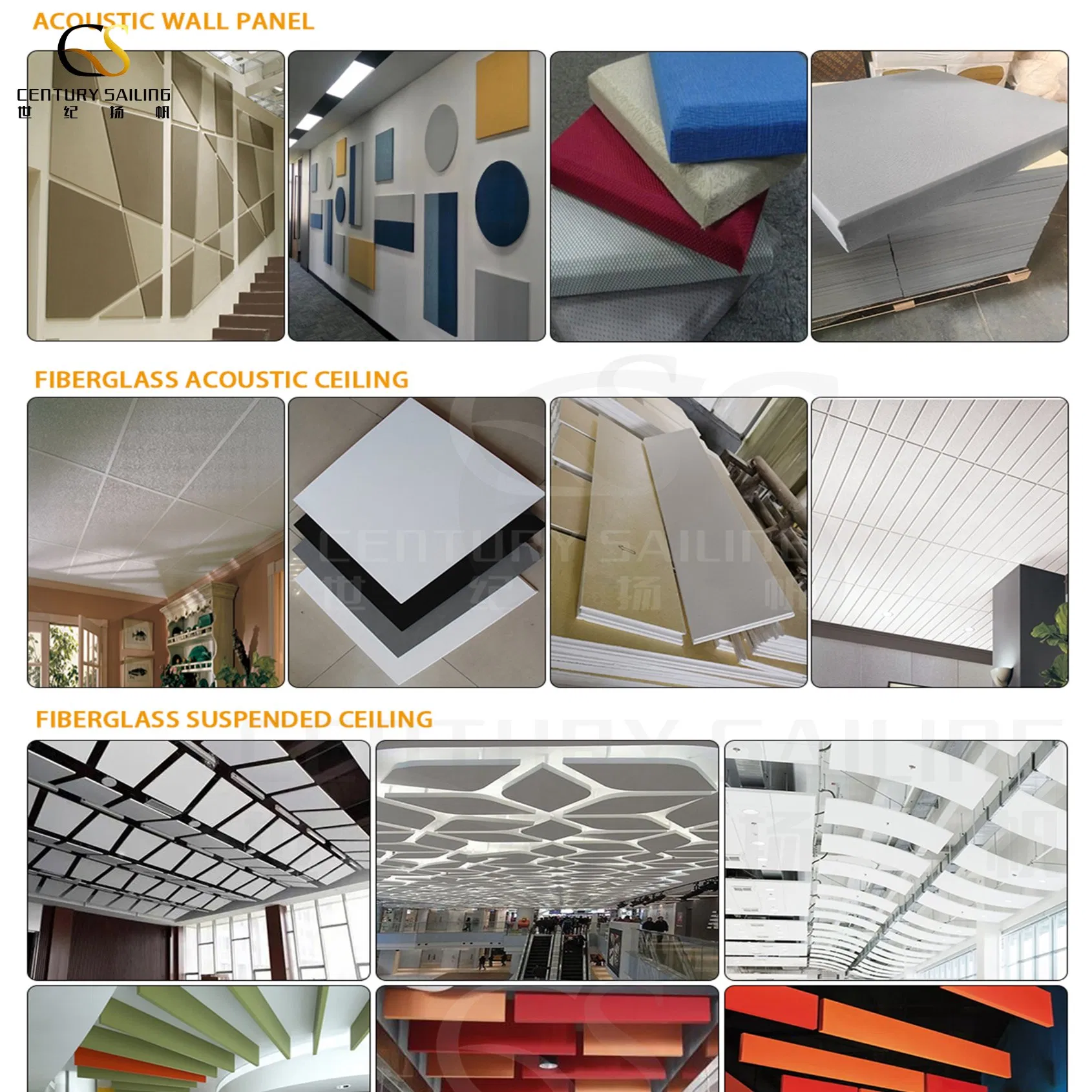 Music Studio Acoustic False Ceiling with Rectangle Design Fiber Soundproof Cloud Panels