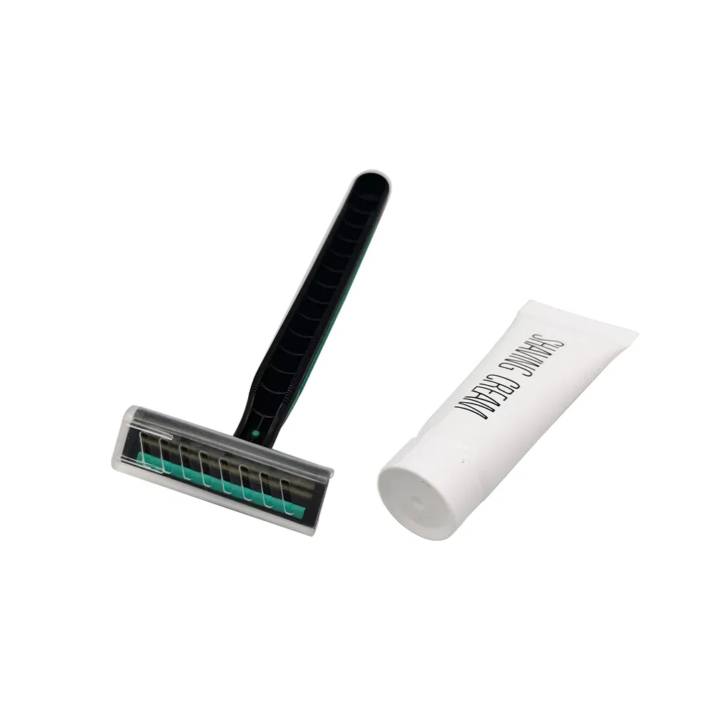 Paper Bag Packaging Cheap Disposable Hotel Razor Shaving Kit with Shave Cream
