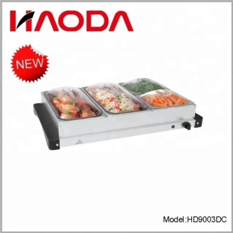 Fashion Portable Multi-Zone Temperature Control Picnic Hotel Stainless Buffet Food Warmer Plate