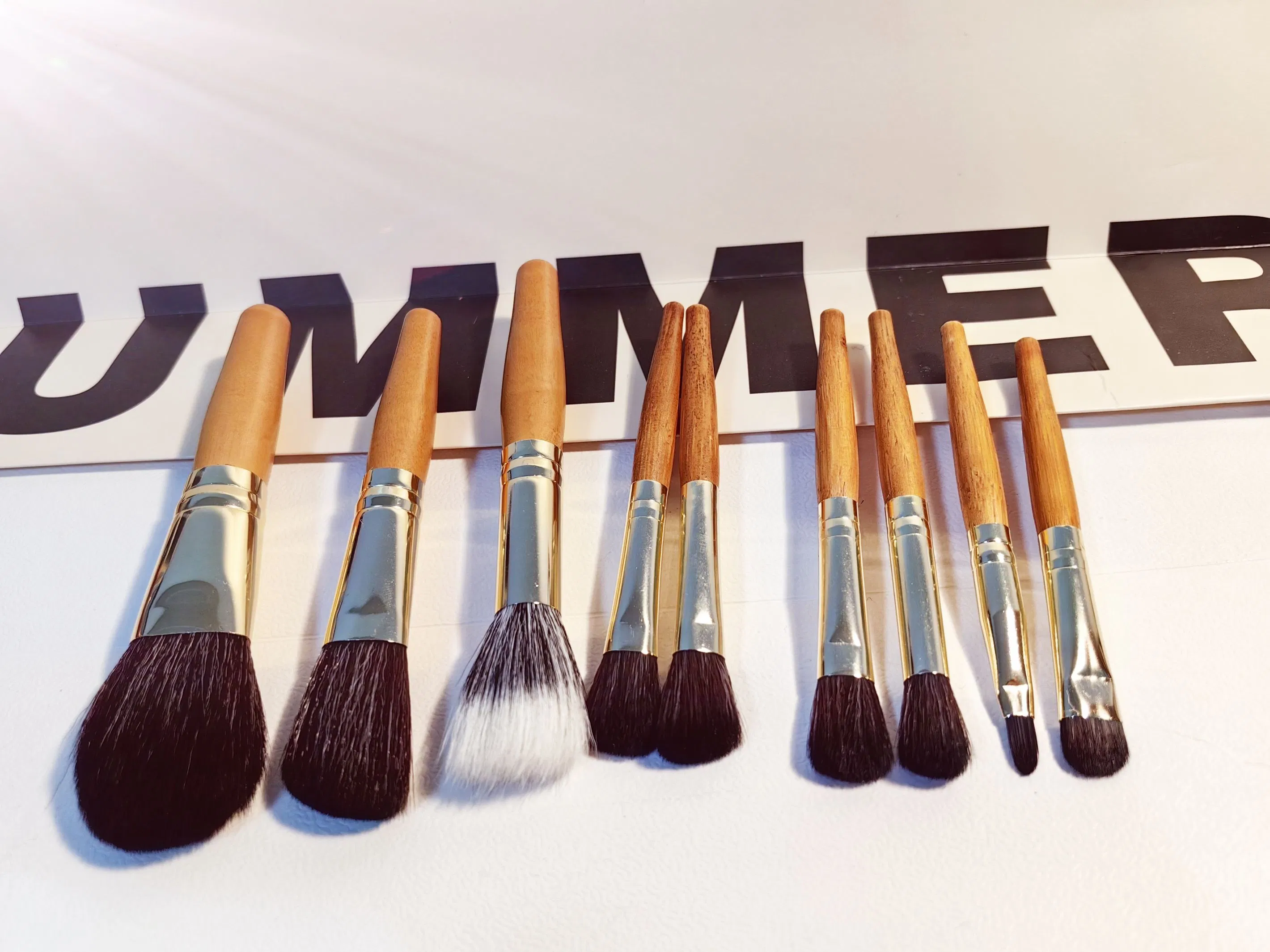 9-PC Set 2025 Fashion Mini Wood Handle Makeup Brush
