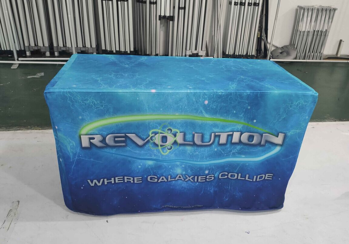 Trade Show Custom Fitted Table Cloths Events Stretch Tablecloth Spandex Table Cover