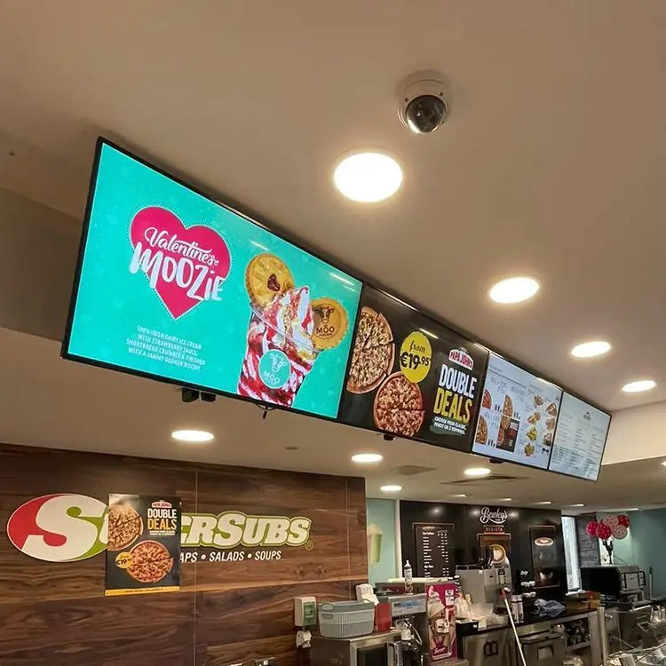 32 Inch Fast Food Burger Restaurant Digital Signage Menu Board LED Split Screen