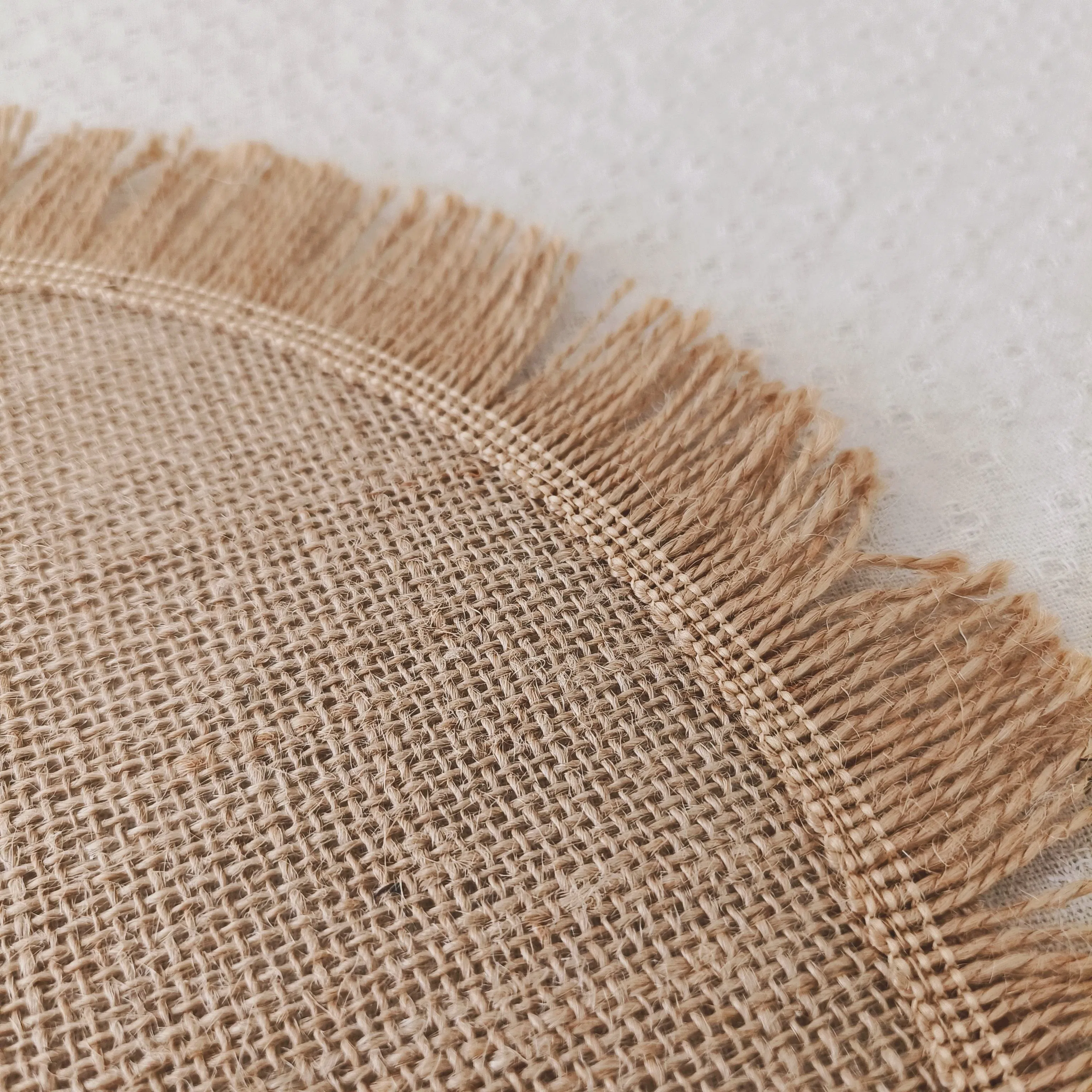 Custom Braided Burlap Placemats Roundnatural Jute Placemats with Tassels for Dinner Party Wedding
