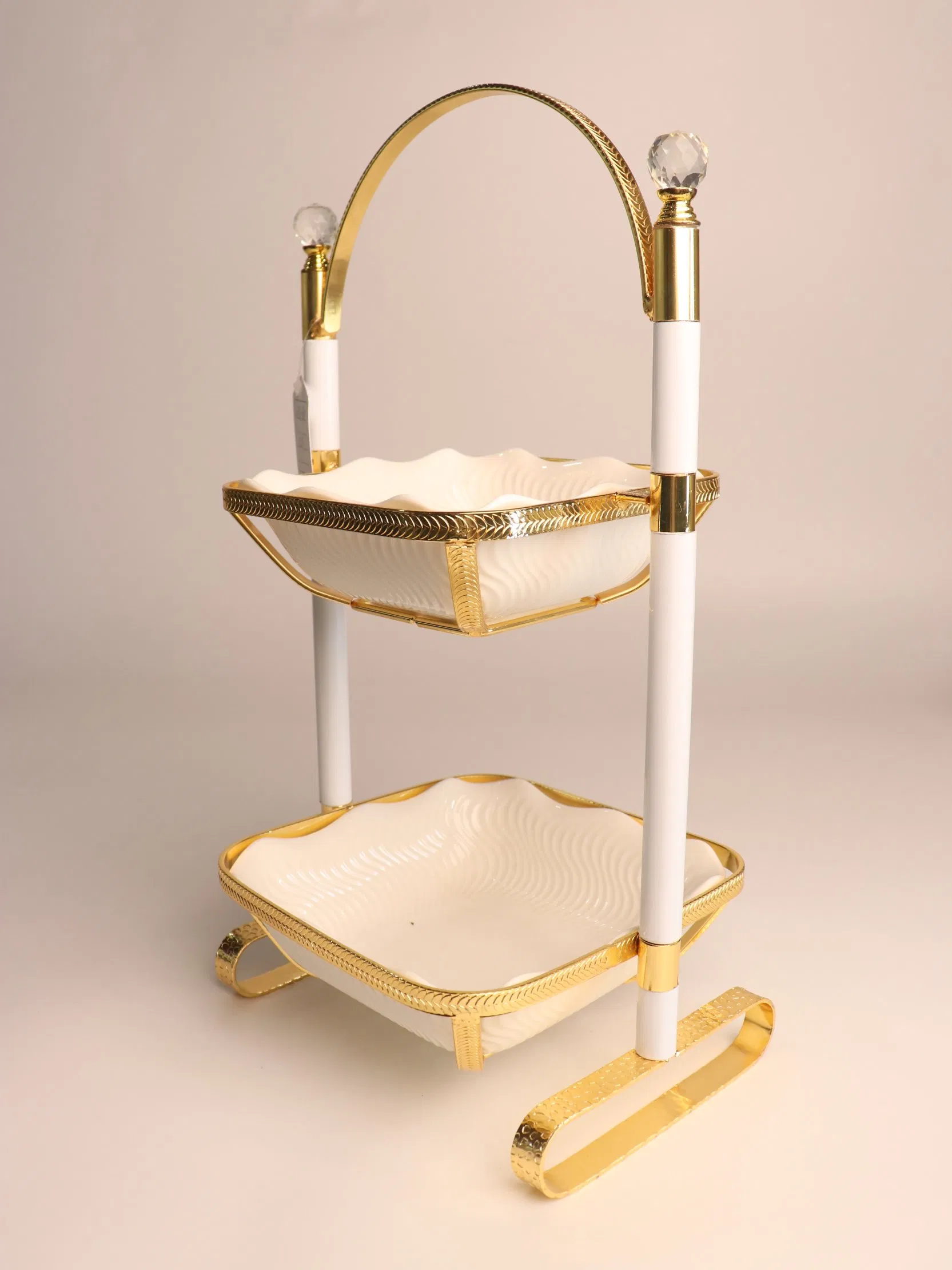 New High-End Ceramic Double-Layer Square Fruit Tray