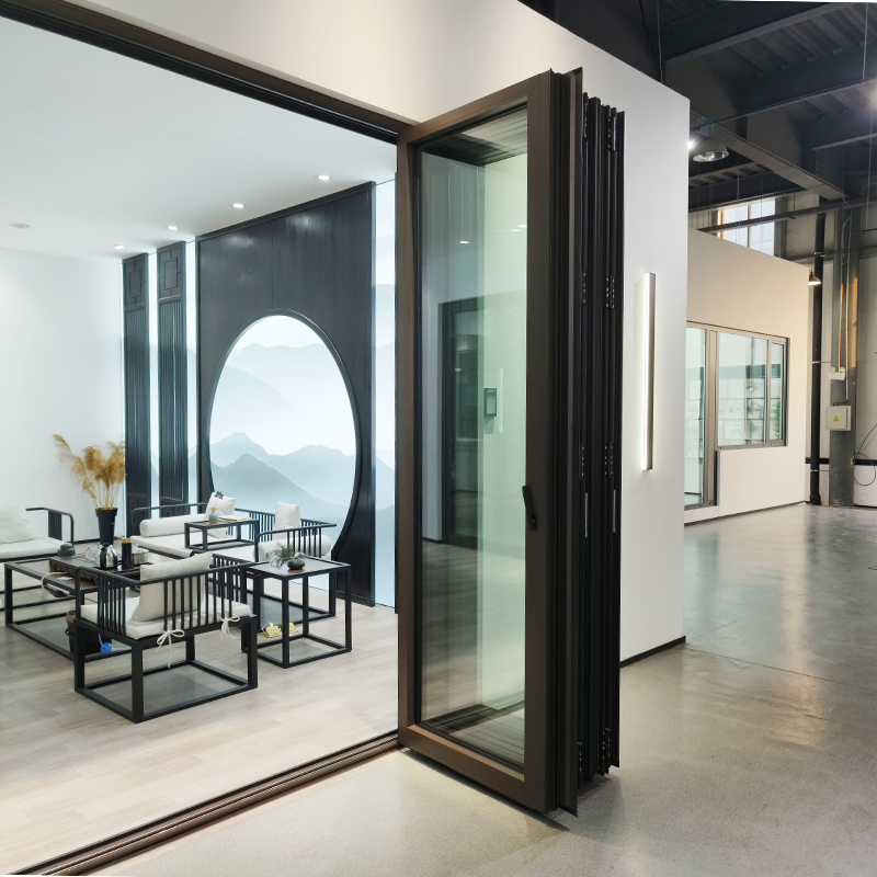 Алюминиевые раздвижные двери-гармошка для коммерции