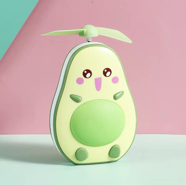 Portable Handheld Beauty Mirror LED Makeup Mirror with Soft Cute Avocado Fan