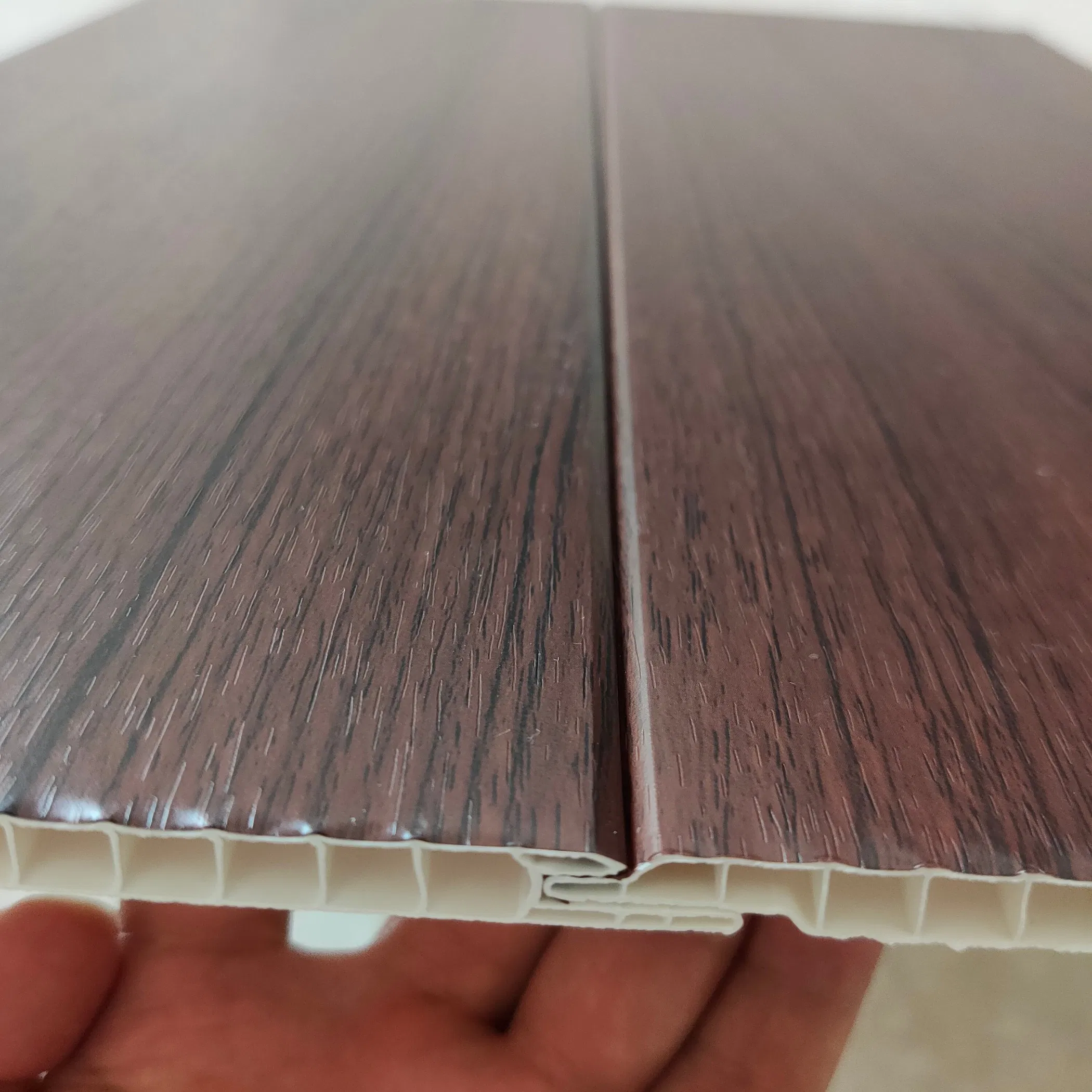 China Supplier Laminated PVC Wall Panel Wooden Design Dark Color for Room Wall Covering