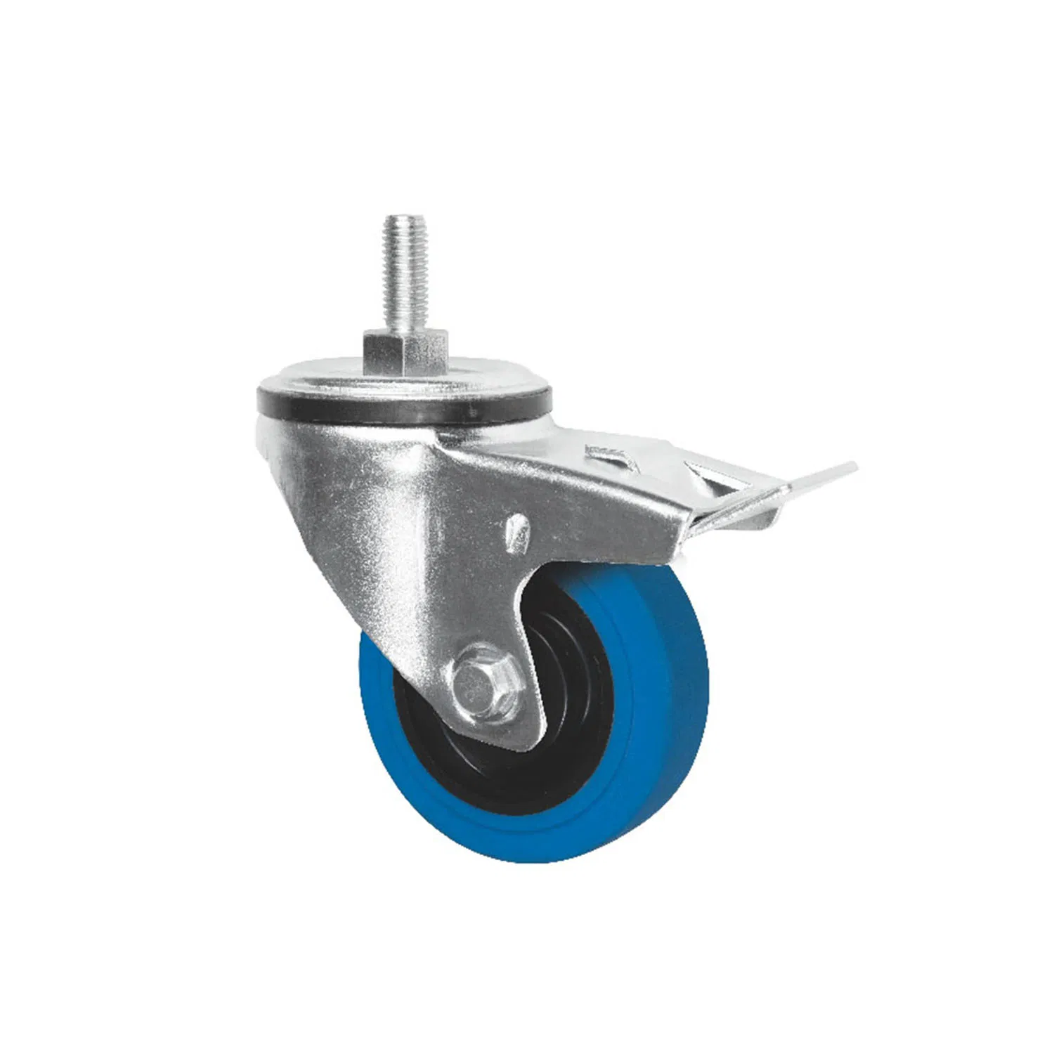 5 Inch Blue Elastic Rubber Fix Plate Medium-Heavy Duty Cart Trolley Truck Transformer Casters