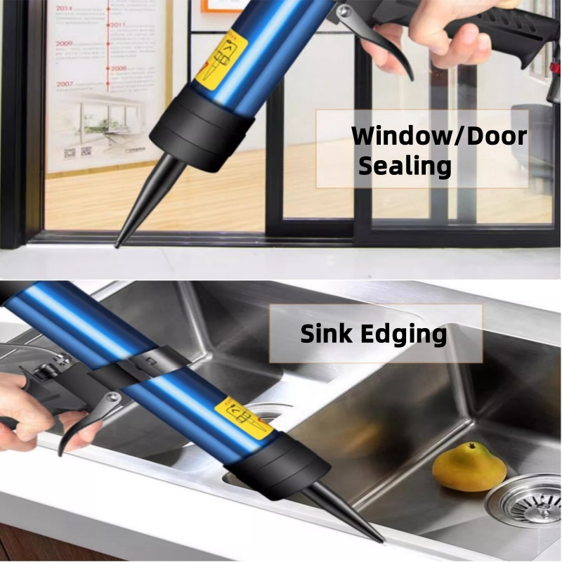Pneumatic Glass Glue Sealant Gun Kit, Pneumatic Glass Glue Sealant Caulk Gun Cartridge Air Gun 310~600ml