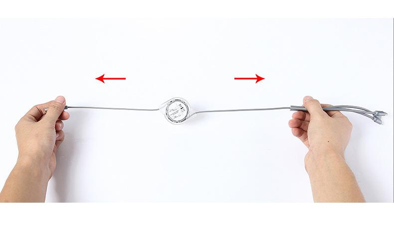 Custom Cable 3 in 1 USB Fast Charging Telescopic Smooth Data Cable