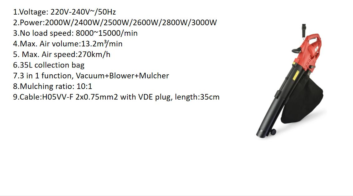 Corded Outdoor Garden Electric Blowers Leaf Vacuum Blower Variable Speed Portable Electric Air Duster Yard Mulcher