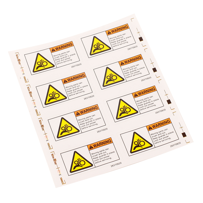 Custom Triangle Print White Pet Waterproof Security Warning Label Sticker Factory