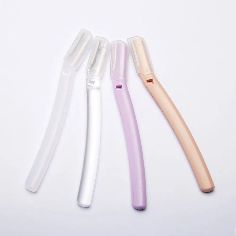 Plastic Handle Eyebrow Straight Safety Shaving Facial Hair Remover Replaceable Single Blade Razor