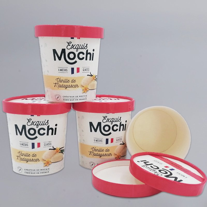 3oz 6oz 8oz Disposable Customized Paper Sundae Dessert Ice Cream Cup with Clear Dome Lid