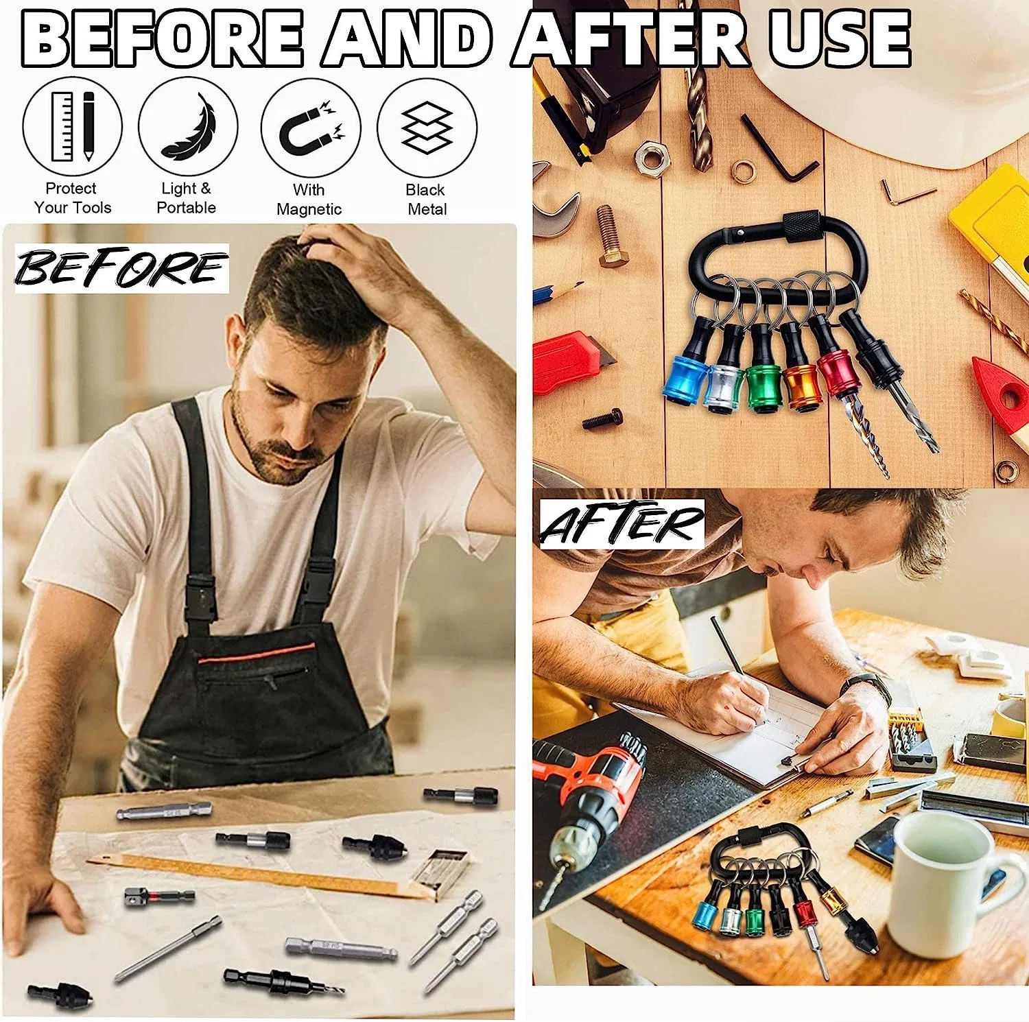 Black Orange Gold Green Blue Red Colorful 1/4 Inches Stainless Steel Hex Shank Drill Bit Holders