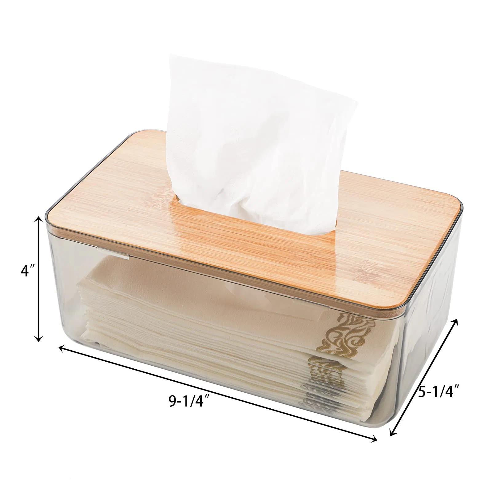 Bamboo Lid Tissue Box Facial Tissue Dispenser Box Paper Tissue Napkin Holder