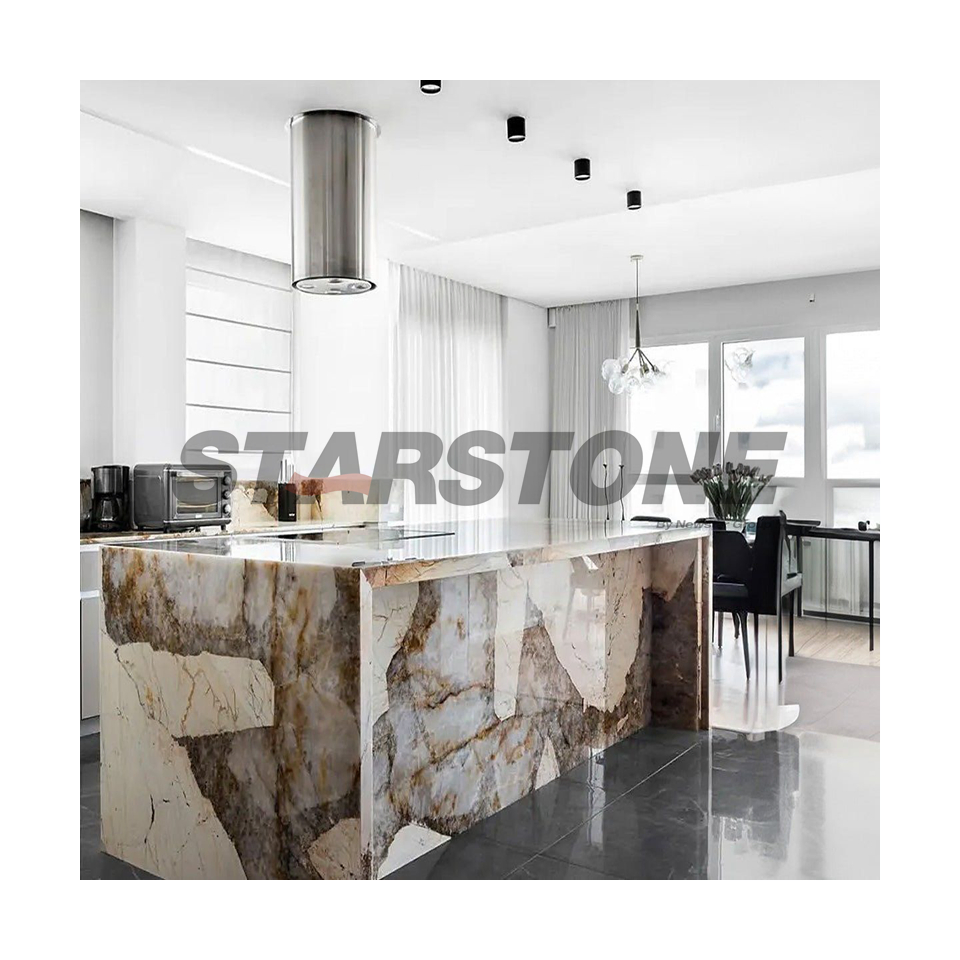 Modern Homes Luxury Translucent Marble Kitchen Countertop
