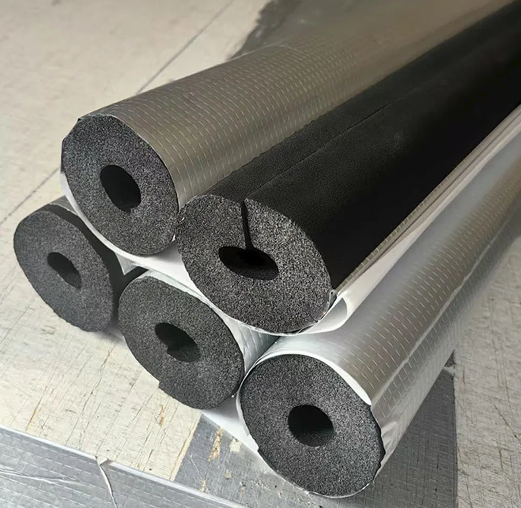 Aluminium Foil Faced Rubber Flexible Soft Insulation Black Rubber Foam Tube Thermal Insulation Foam Pipe