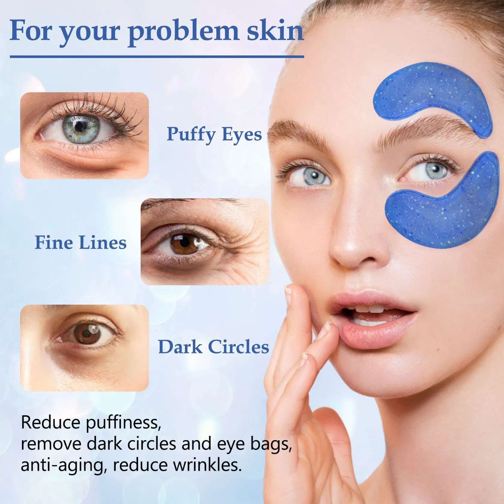Hyaluronic Acid Repair Eye Patches Remove Dark Circles Moisturizing Eye Mask Crystal Collagen Gel Mask Eye Skin Care