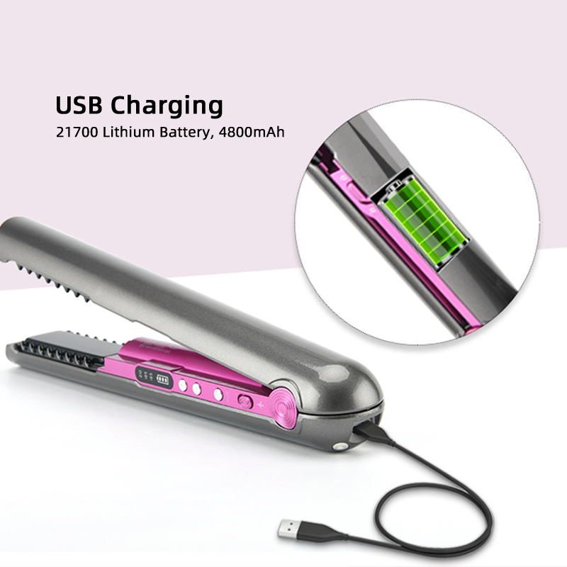Cordless USB Rechargeable Mini Hair Straightener & Curler