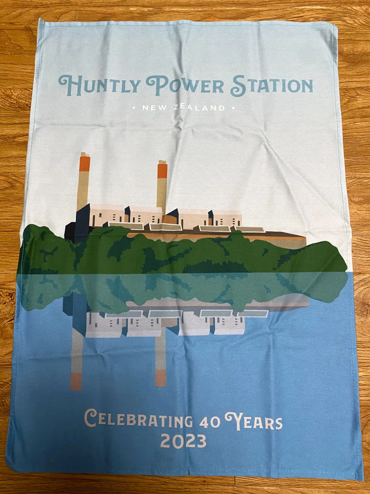 New Zealand Digital Printed Power Station Cotton Tea Towel for Promotion