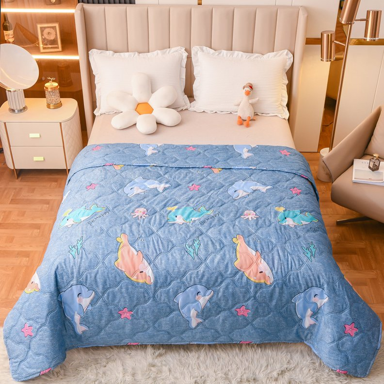 Frosted Printed Diamond Velvet Summer Quilt Sheet Double Air Conditioning Quilt