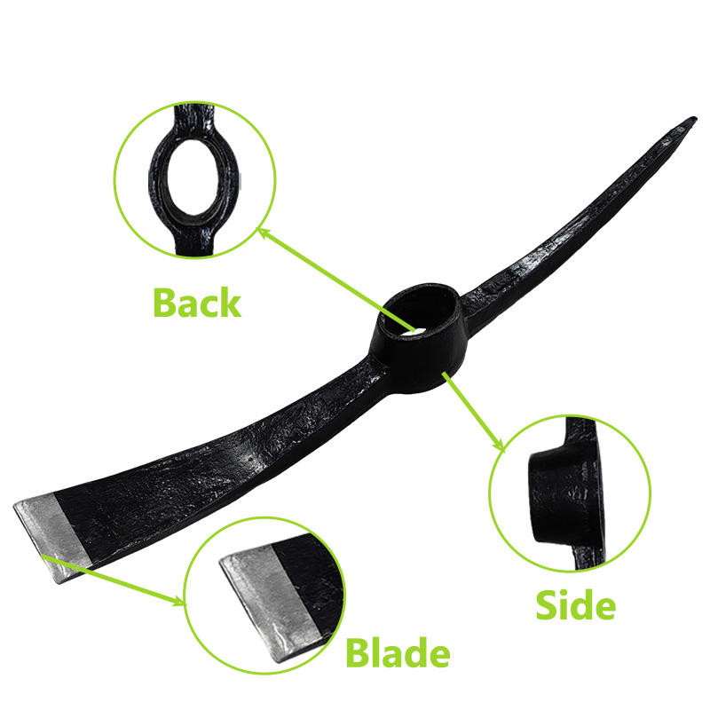 Factory Direct Forged Rail Steel Pickaxe with Wooden Handle Garden Pickaxe