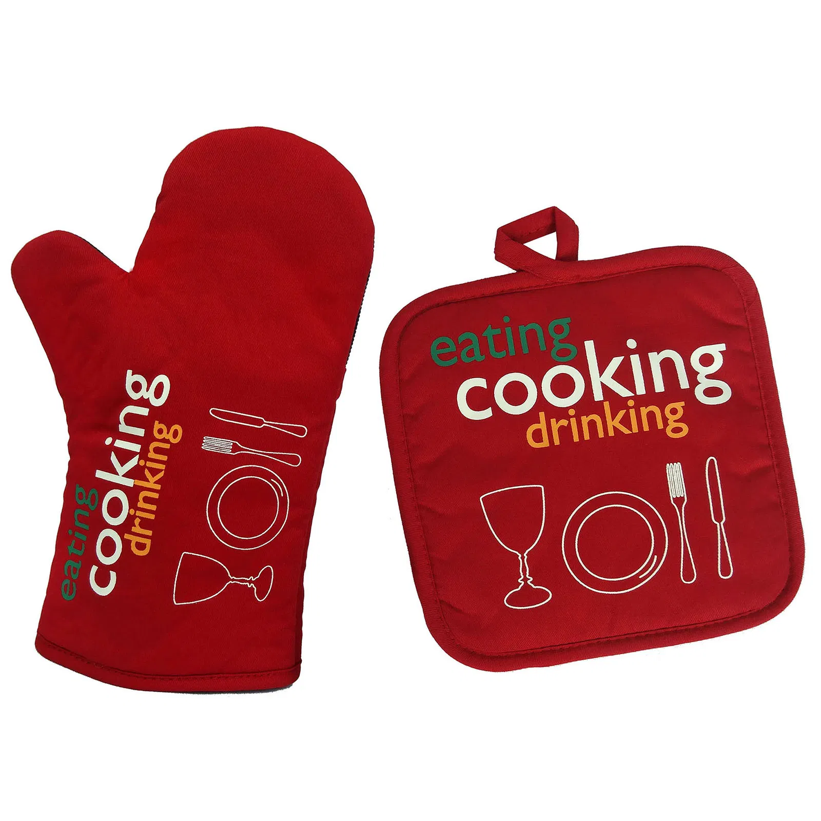 Oven Mitts and Pot Holders 2PCS Set Kitchen Oven Glove High Heat Resistant 500 Degree Oven Mitts and Potholder with Non-Slip Waterproof Neoprene Surface