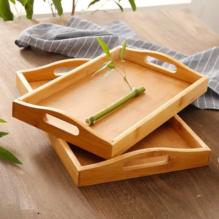 Bamboo Serving Tray for Fruit, Bread, and Tea - Accepts OEM Customization
