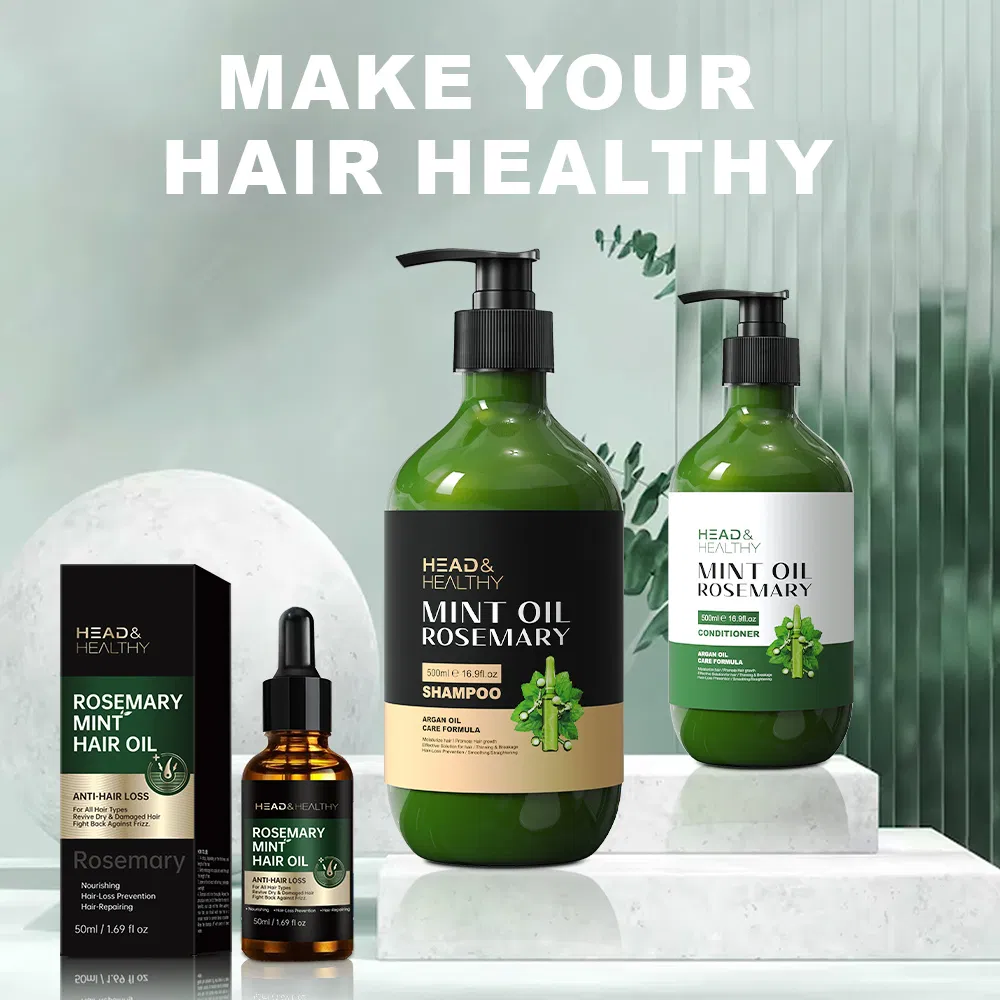 Rosemary Mint Shampoo and Conditioner Duo with Enriching Hair Oil