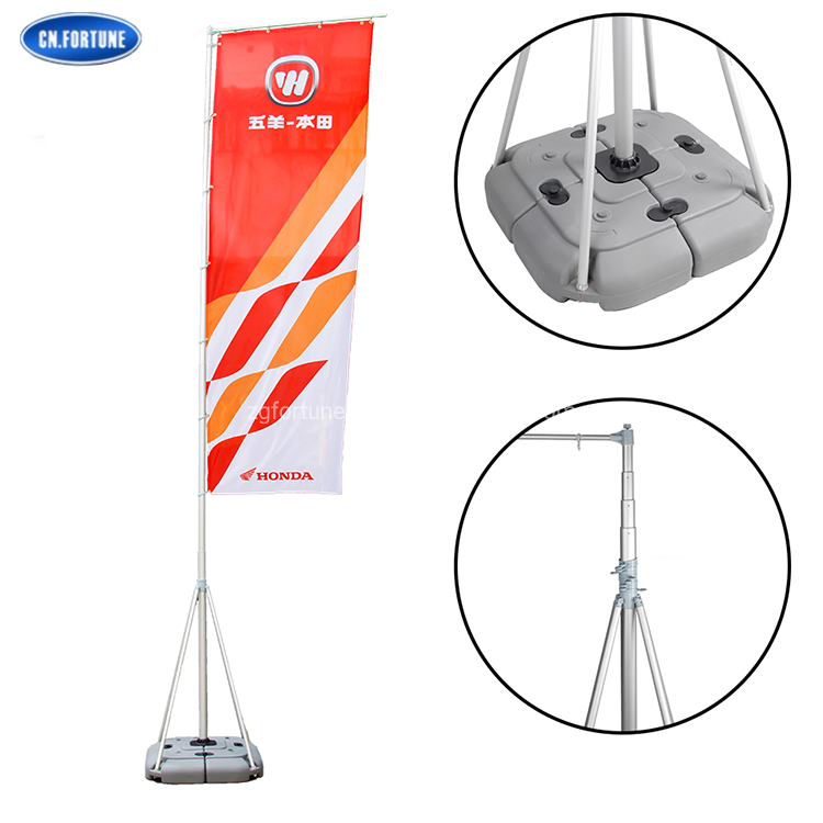 Custom Outdoor Telescopic Water Base Banner Display 5m Injection Flagpole Advertising Flag
