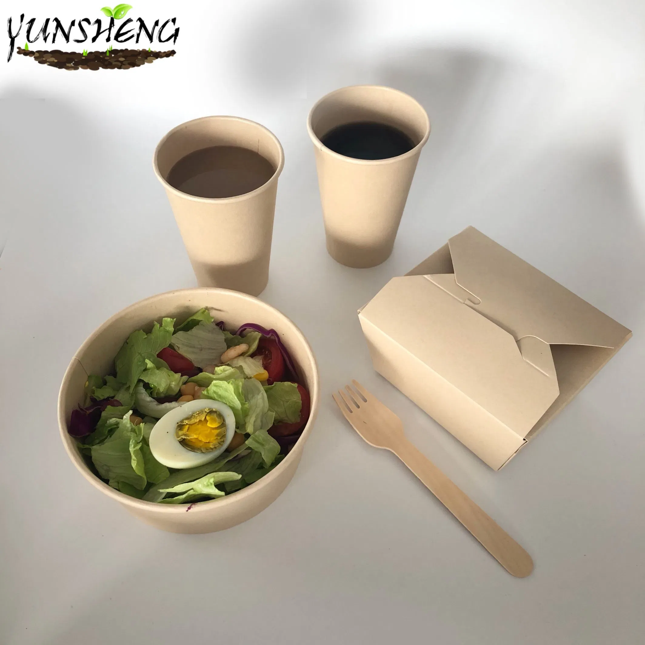 500ml, 1000ml 1300ml Kraft Salad Bowls with Lid Sustainable Takeaway Packaging