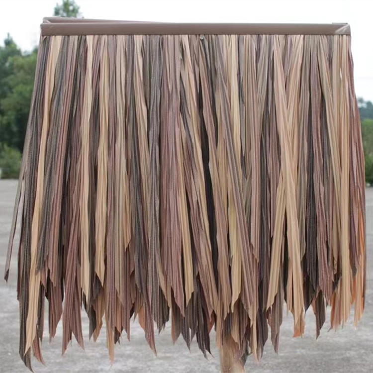 Factory Wholesale HDPE Synthetic Plastic Corn Leaf Artificial Thatch Roof Tiles