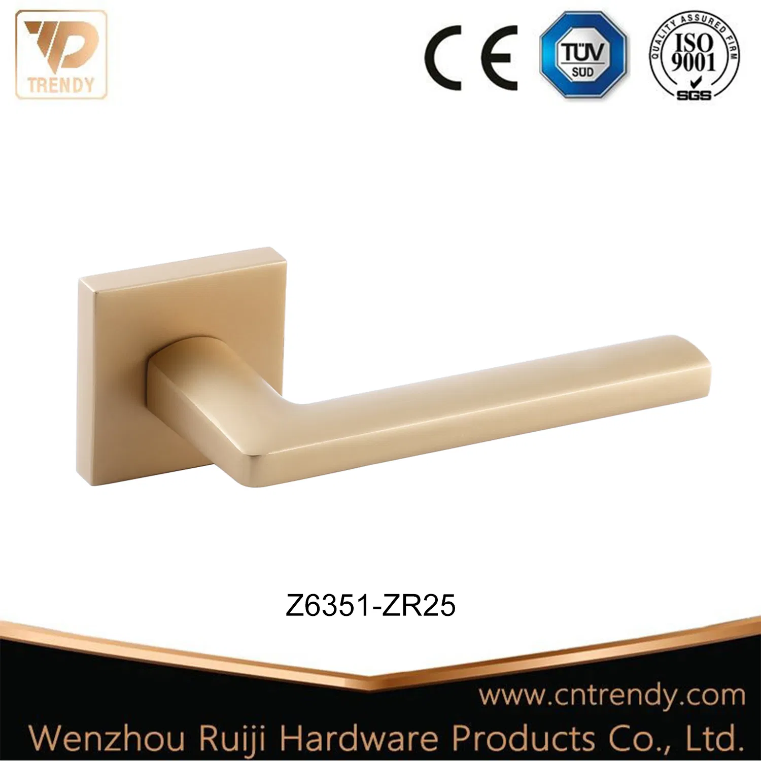 Msb Plating Wooden Interior Door Lock Hardware Door Lever Handle on Square Rose (Z6351-ZR25)