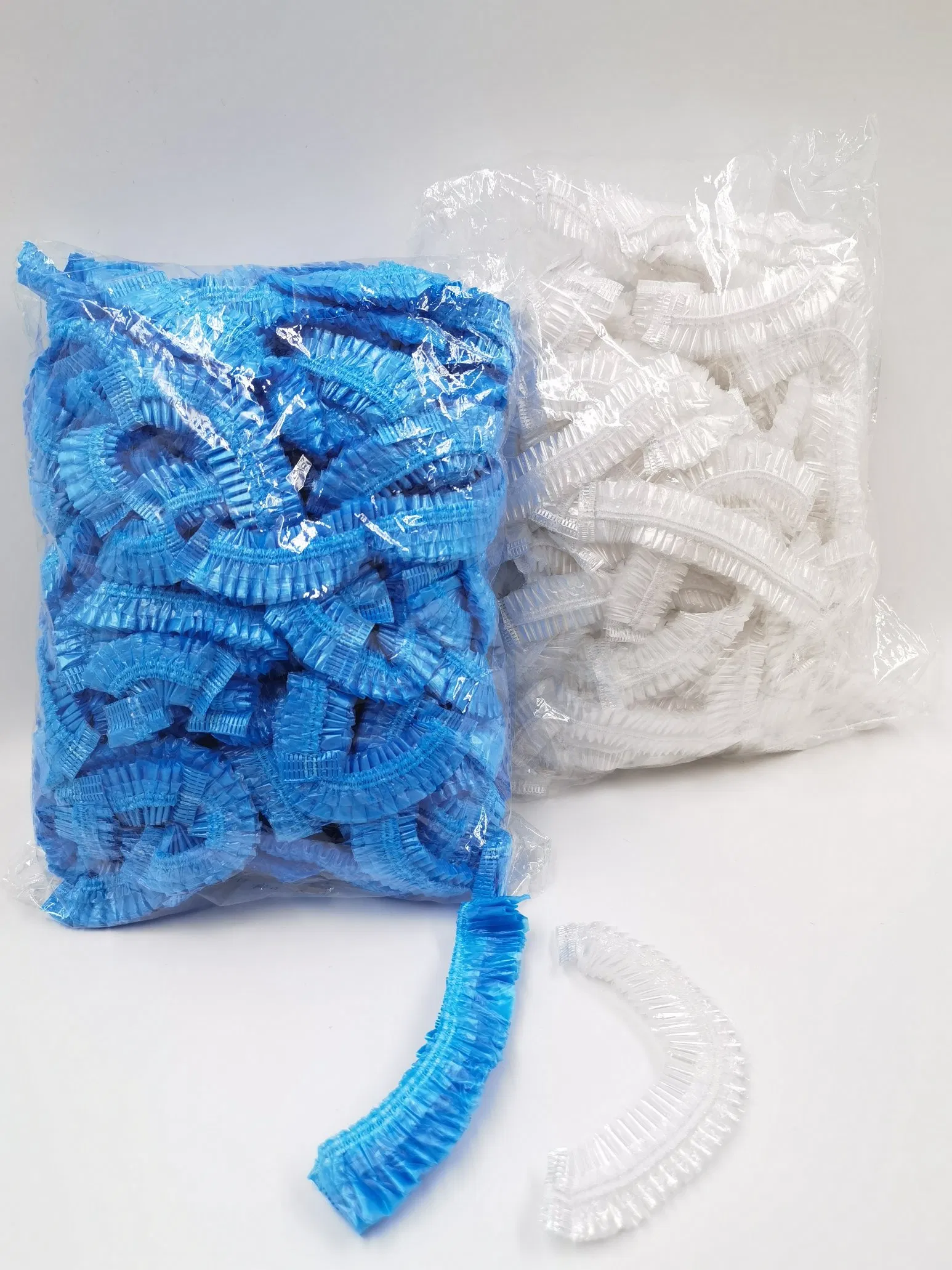 Dustproof Waterproof PE Bouffant White Plastic Shower Cap