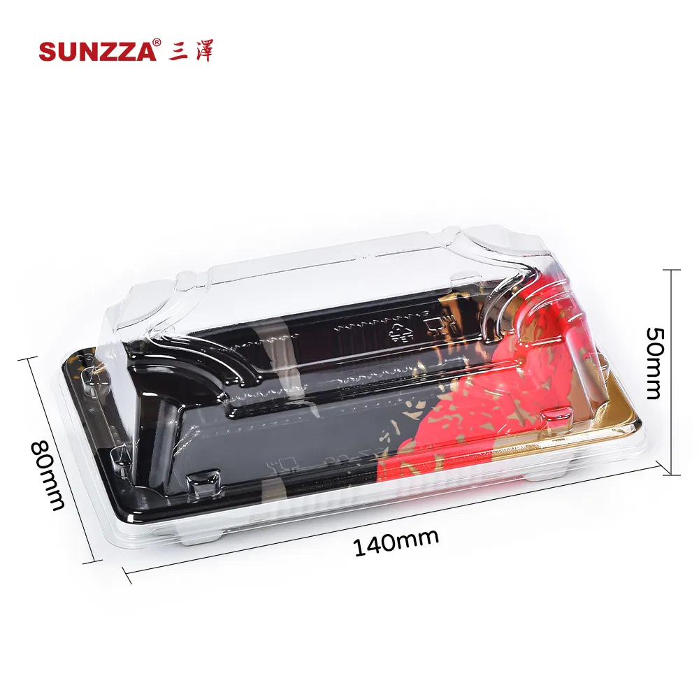 Disposable Degradable Plastic Sushi Box Food Container Cover Tray Packaging for Sushi Eco-Friendly Disposable Tray