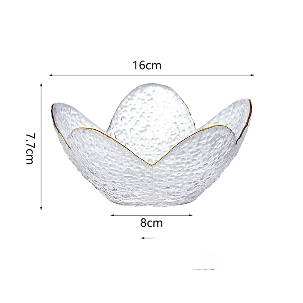 Hot Sale Creative Gold Rim Coloring Petal Hammered Rainbow Glass Bowl