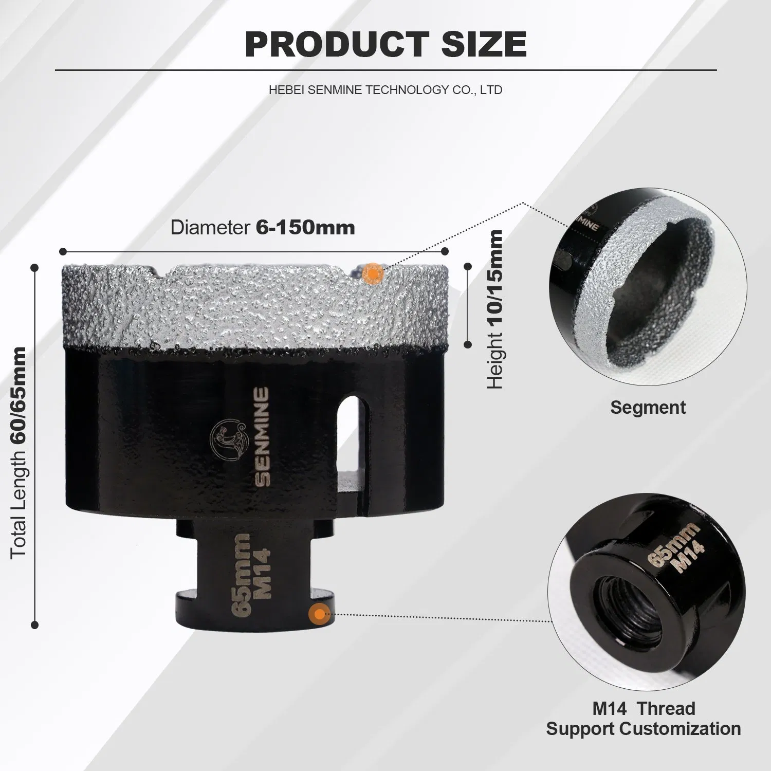 for Porcelain Tile Marble5 mm -130mm M14 Thread Core Drill Bits Hole Saw Diamond Core Drill Bit
