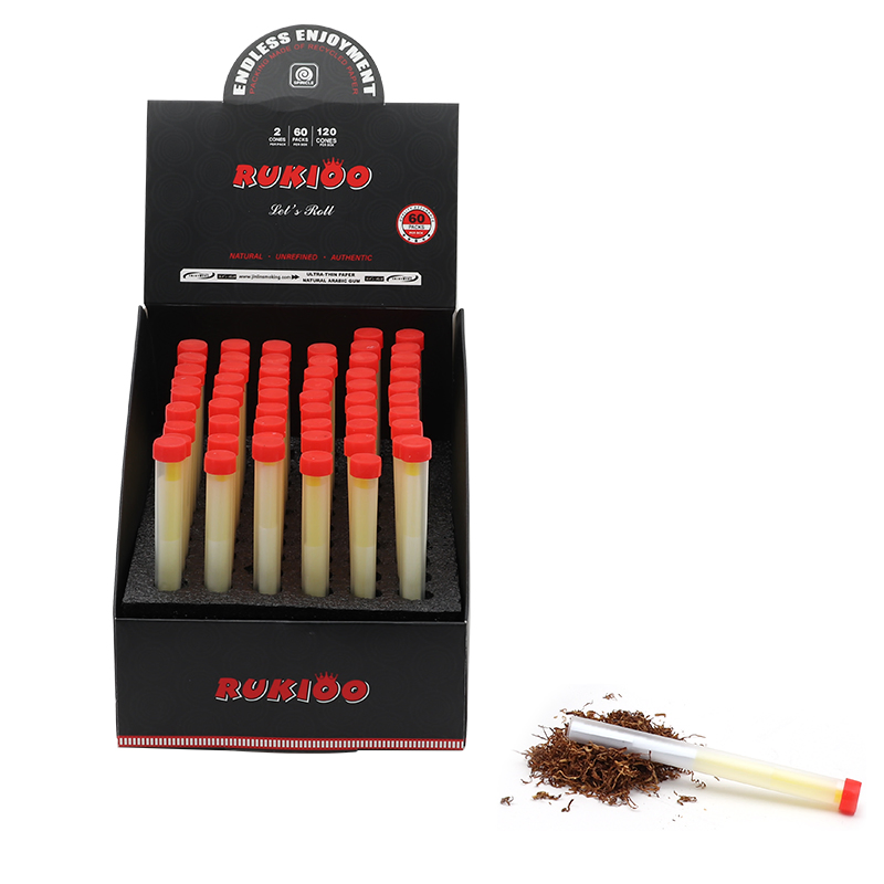 Custom Natural Unbleached H-Emp Cigarette Rolling Paper Threaded Mouthpiece Pipe