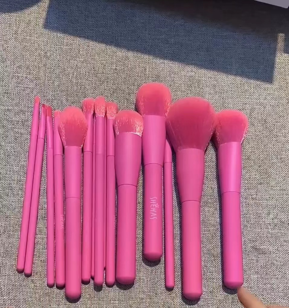 Shehas She Has a Macaron Sao Powder 15 Makeup Brush Set Red Eye Shadow Brush Loose Powder Brush Full Set of Detail Brush