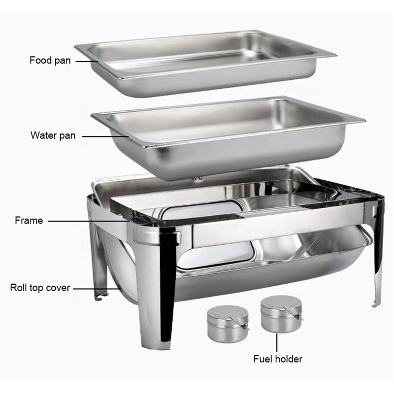 Rectangular Roll Top Chafing Dish with Invisible Lid Single Compartment