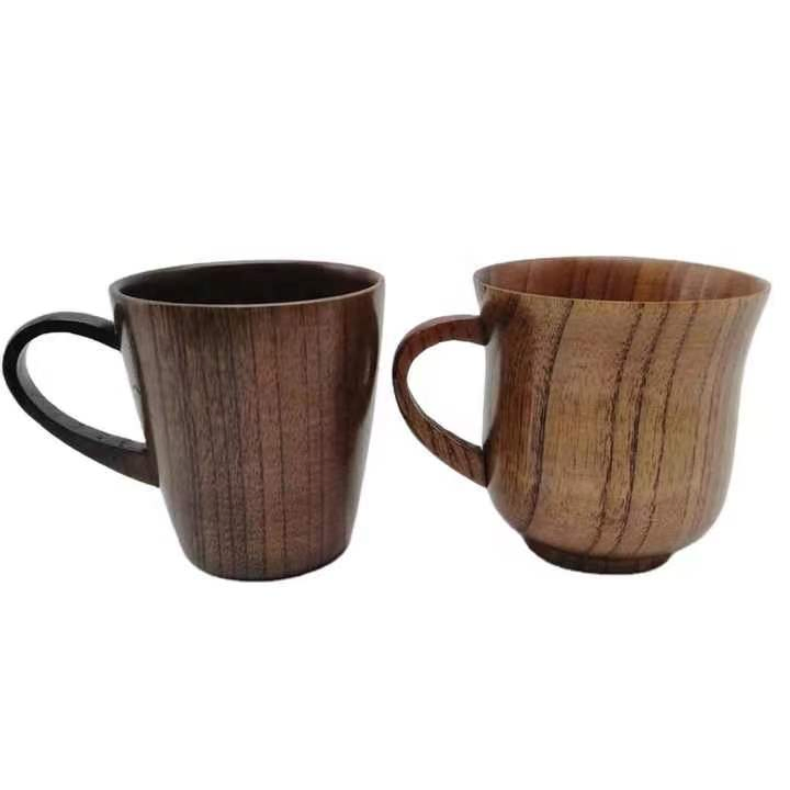 Sour Jujube Wooden Cup Fashion Six-Piece Set of Standard Set of Cups, Saucers and Spoons