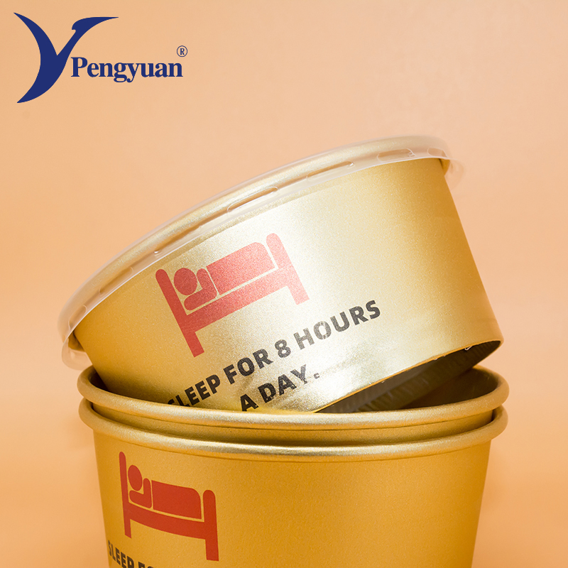 Custom Waterproof Kraft Paper Disposable Take out Food Packaging Salad Soup Bowl