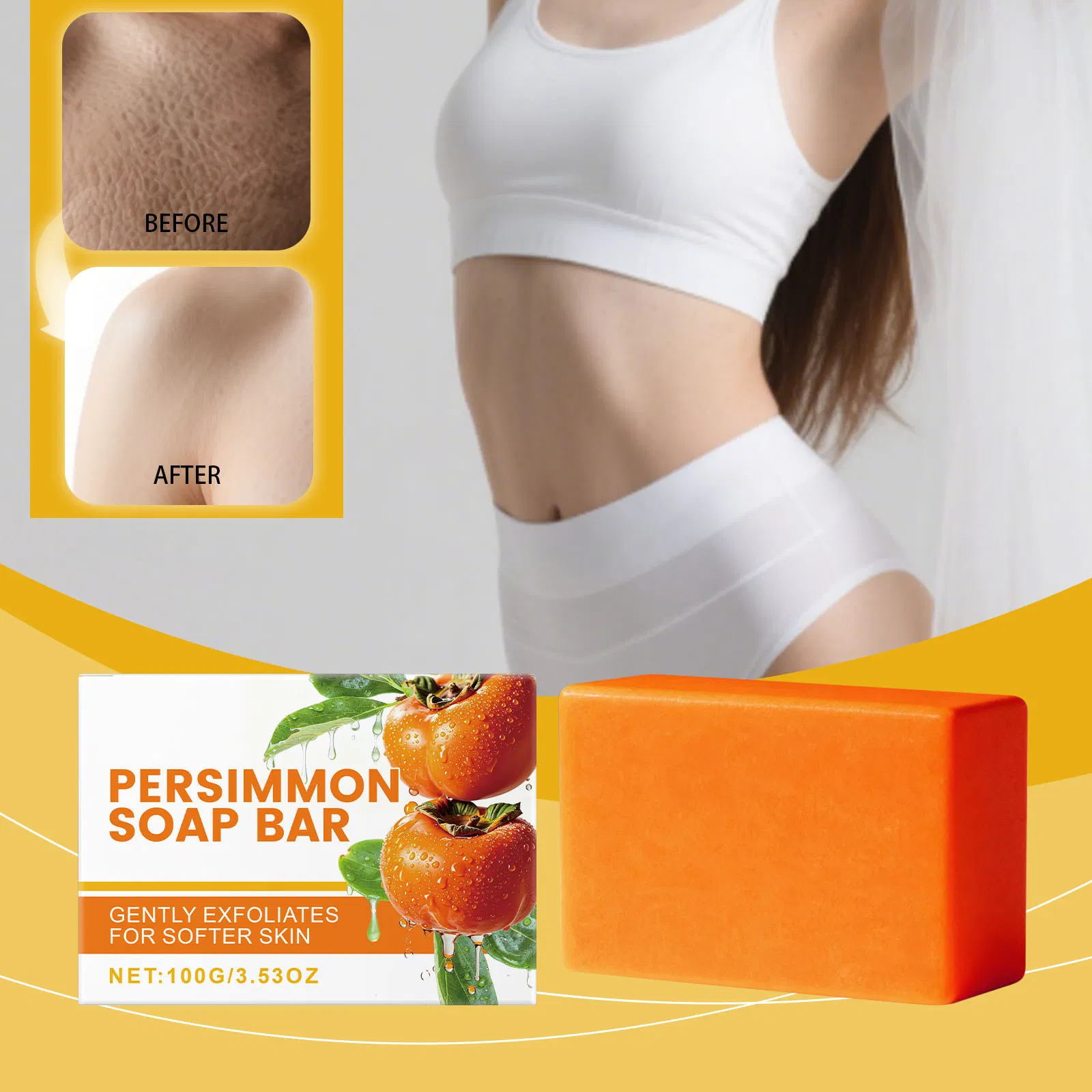 Private Label Vegan Solid Persimmon Soap Bar for Body Odor Control Skin Whitening Body Wash Soap