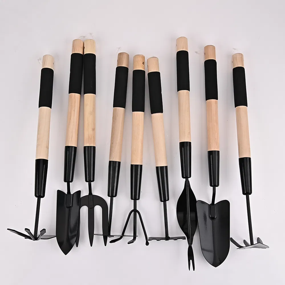 Outdoor Mini Garden Hand Tool Wooden Spade Rake Set