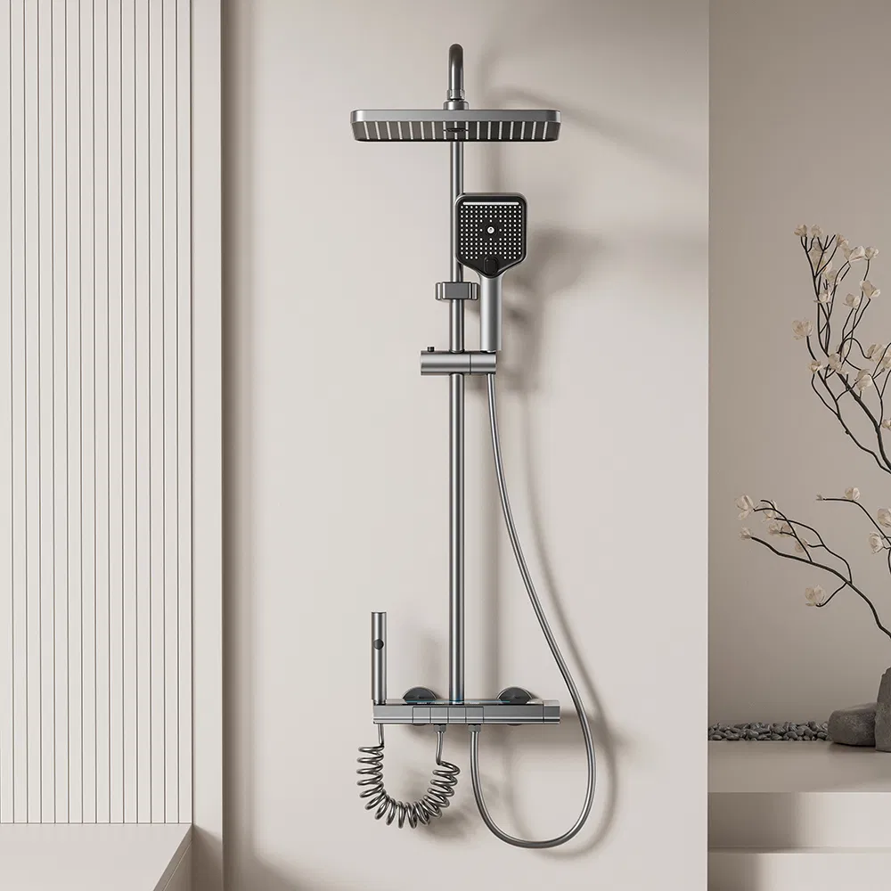 Luxury Bathroom Space Aluminum 4-Function Wall Mounted Handheld & Rainfall Shower Set